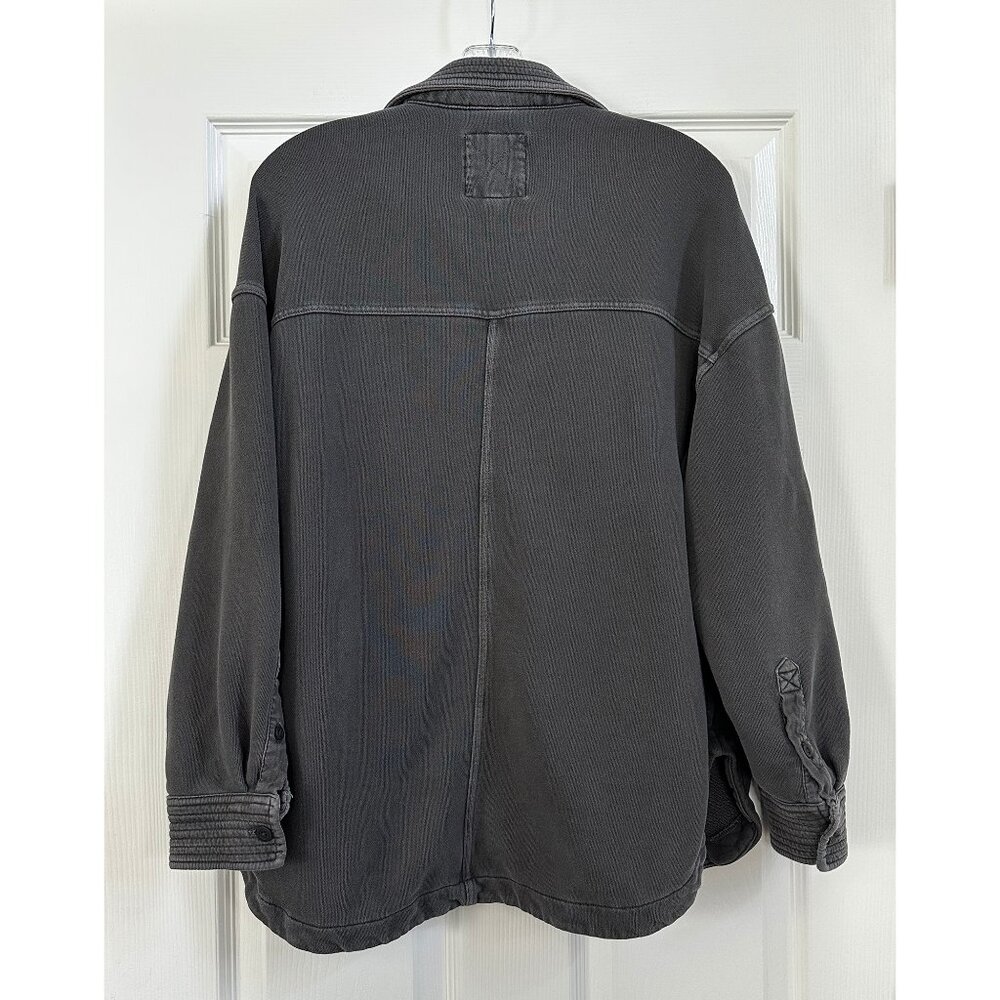 aerie Charcoal Gray Pullover Button-Front Sweatshirt - Picture 3 of 4